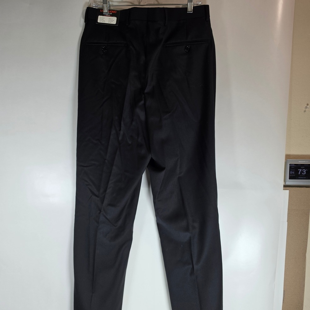 Linea Uomo Travel Lux Pants Mens 34W 40L Black 100% Wool NWT Dress Slacks 1S3 - Picture 3 of 6